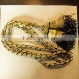 Gold Bright and Black Wire Tassels With Metallic Long Rope | Borlas Gold Fringe With Black Silk Thread thumbnail-1