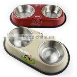 Pet Bowl Dog Food Water Dish Double Stainless Steel Feeder Dinner Bowl thumbnail-1