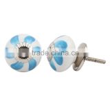 Fan style Painted Ceramic Knobs with Metal Fittings - 1.5 Inch Dia.