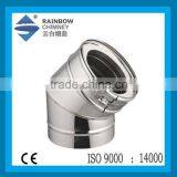 CE Double Wall Stainless Steel Fireplace Elbow 45 Degree Elbow Pipe Bend thumbnail-1