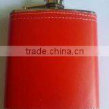 Red Leather Hip Flask Stainless Steel thumbnail-1