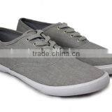 2016 super hot basic style grey canvas lace up rubber outsole vulcanized canvas shoes for men