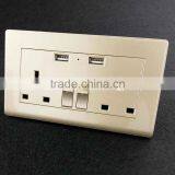 Double USB Charging Wall Socket With Switch 3 Pin Wall Socket With Usb