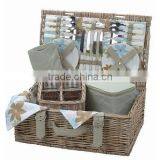 Picnic Basket Insulated Wicker Willow Utensils 4 Man thumbnail-1