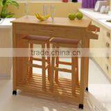 Natural Finish E1 MDF Kitchen Trolley With Stools thumbnail-1