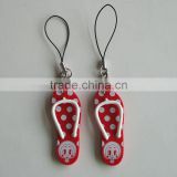 2D shoe rubber pvc cell phone strap with printing logo