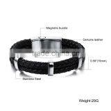 316L Mens Stainless Steel Jewelry Leather Bracelet Wholesale thumbnail-5