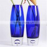 Blue Glass Vase With Bubble Base