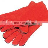 Red safety cow split leather welding gloves for working