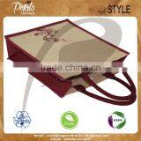 Three Bottle Jute Wine Bag With Wooden Cane Handle thumbnail-3