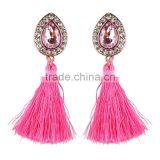 Bohemian Jewelry Rhinestone Gems With Long Colorful Tassel Charms Earrings for Women thumbnail-3