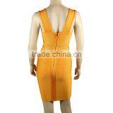 2015 New Fashion Sexy Women's HL Bodycon Mesh Bandage Yellow Dress Night Wear Celebrity Slim Dress thumbnail-3