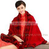 CX-B-P-40C Women Fashion Cashmere Pashmina Shawl With Fur thumbnail-3
