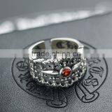 Adjustable Personalized Cool Punk Jewelry Pokerface Silver Red Diamond Fashion Men's Ring thumbnail-4