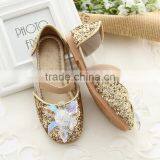 Gold Party Shoes Girls Glitter Leather Slip-on Simple Design Young Children Dance Shoes thumbnail-5