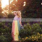 Rainbow Baby Girls Gown Multi-layer Maxi Mommy And Me Long Dress Chiffon New Style thumbnail-3