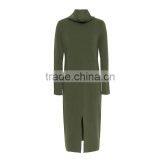 2017 Fashion Style Women Green Color Sweater Dress Turtleneck Side Vent Sweater thumbnail-2