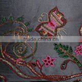 Grey Decorative Pillow With Butterfly Embroidery, Throw Pillow, Sequins & Bead Embroidery Pillow, Grey Home DECOR thumbnail-3