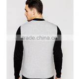 V-neck Men Fitted Back& Gray Combination Zip up Sweatshirts Without Hoods thumbnail-3