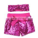 Girls Sequin Shorts SET Girls Birthday Shorts Baby Shorts and Headband thumbnail-4
