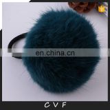 Factory supply hand made girl women fashion rabbit fur pompon hairband