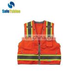 Cheap reflective fluorescent polyester orange safety vest ansi