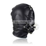 Sex Bondage Hood, Full Head PU Leather Mask With Ball Gag Sexy Adult Novelty Product thumbnail-1