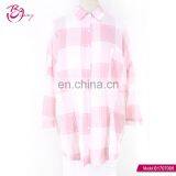 2017 New High Fashion One Piece Pink Free Size Checked Blouse for Girls
