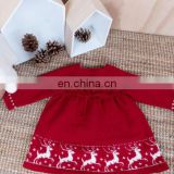 long sleeve Popular design red knitted dress baby girls kids for warm winter