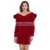 TWOTWINSTYLE Dress For Women V Neck Puff Long Sleeve High Waist Tunic Plus Size Sexy Female Mini thumbnail-2