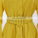 LAITE D2150 Autumn Women Causal Dresses Ladies Solid Color Short Sleeve Casual Dress With Belt thumbnail-4