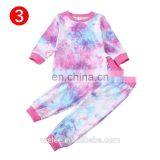 Kids Boys Girls Tie Dyeing Homewear Sleeping Shirt Pants Suit Tie-Dye Printed O-Neck Long Sleeve Tops Pants Sports 2-Piece Suits thumbnail-5