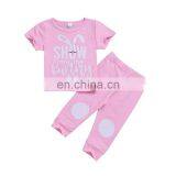 EASTER Day Spring Summer Girls Boutique Outfits Pink Black Short Sleeved Tshirt Top 2pc Set 1-7years thumbnail-5