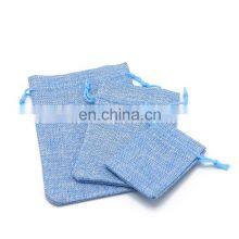 Factory Direct Supply Custom Made Linen Blue Color Packaging Bags For Jewelry thumbnail-4