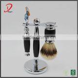 3 Piece Shaving Set Black , Wet Shaving Brush Set ,badger Hair Shaving Brush Men Shaving Gifts Set thumbnail-1