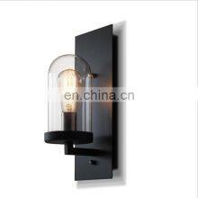 Industrial Retro Simple Design Cafe Shop Bar Hallway Decorative Lamp Black Metal Glass Shade LED Wall Lamp thumbnail-1