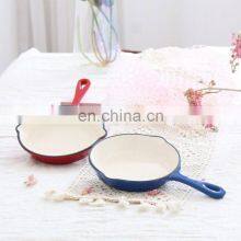 Single-handle 20CM Enamel Cast Iron Skillet Red Enamel Skillet Round Steak Breakfast Skillet thumbnail-3