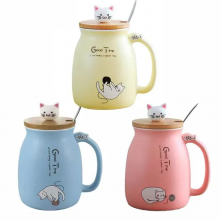 Cute Cartoon Cat Ceramic Cute Mug Mug With Lid Creative Mug Water Cup thumbnail-4