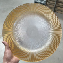 Luxury Charger Hotel Glass Fruit Plate Round Black Gold Dinner Trays thumbnail-2