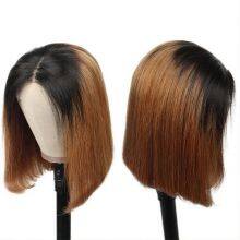 1b/30 Ombre Brown Colored Short Bob Human Hair Lace Frontal Wig 210% Density 13x4 Lace Front Wigs For Women thumbnail-3