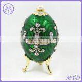 Fashion Jewelry Metal Red Enameled Faberge Style Russian Egg Trinket Box thumbnail-5