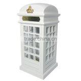 Christmas Telephone Booth Style Wooden Coin Saving Box