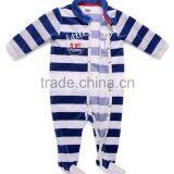 New Born Baby Long Stripe Velour Stripe Romper thumbnail-2
