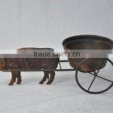 13B408EAA Garden Deco Pig Design Wrought Iron Flower Pot