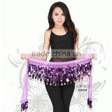 Hot Belly Dancing Clothing Training Chiffon Fabric Adjustable Fit Gold Coins Wrap Hip Belt for Belly Dance Waist Chain