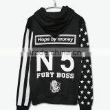 Custom Fashion Mens Black White Striped Hoodie thumbnail-2