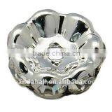 Brass Rhinestone Beads, Grade A, Flat Round, Silver Color, Clear, 21x8mm, Hole: 4mm(RB-Q052-1) thumbnail-1