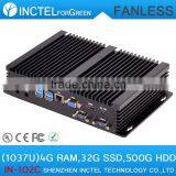 Fanless Mini Industrial Pc Box Computer With 2 COM 4 USB 3.0 Intel Celeron 1037u Processor With 4G RAM 32G SSD 500G HDD