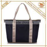 Shiny Black Diaper Bag,Large Zippered Tote Bag thumbnail-1