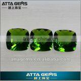 top quality cushion checkerboard cut simulated peridot-creeated peridot glass